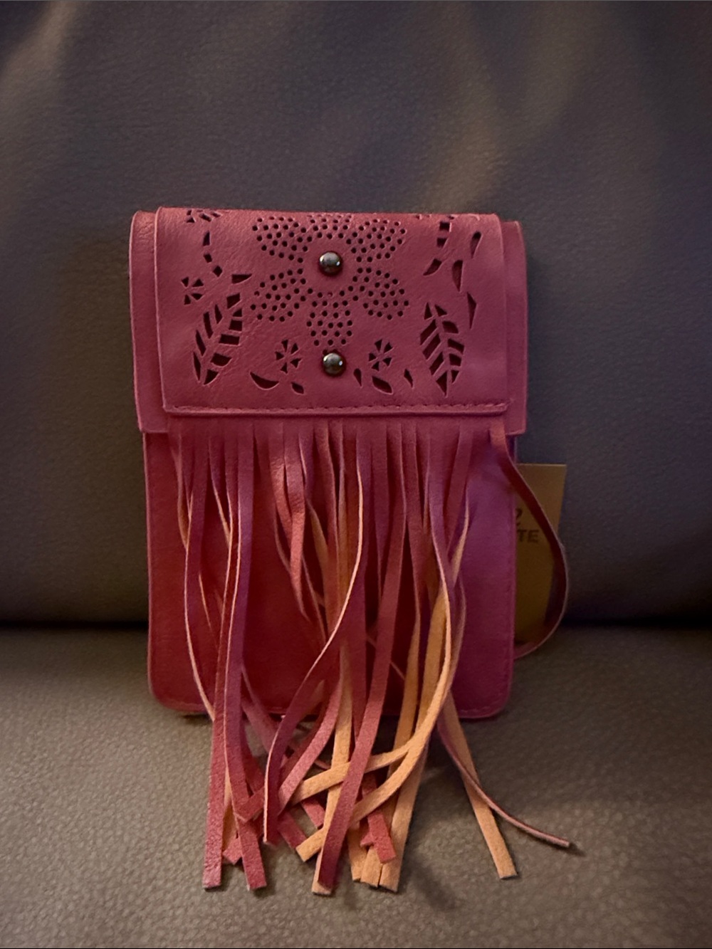 Fringe Crossbody Phone Bag - Pink